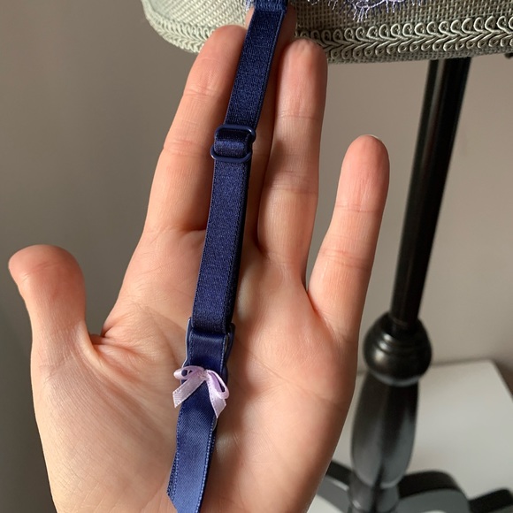 NWT ❤️ Victoria’s Secret Blue and Pink Lace Mesh Bustier with stocking belts - Picture 8 of 9